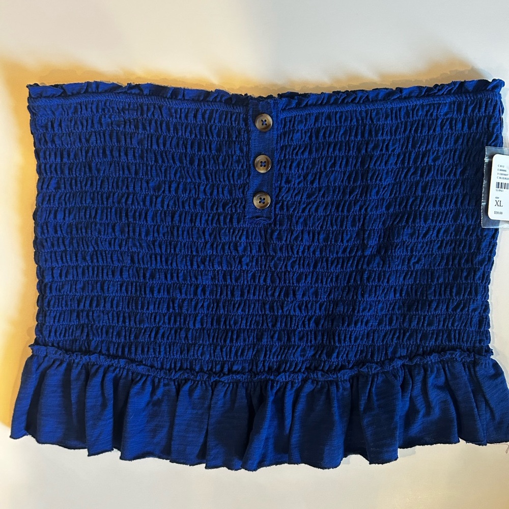 We the Free People Royal Blue Smocked Tube Top with Ruffle HemPeplum NWT, XL